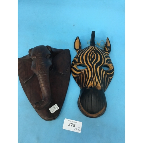 375 - Zebra African Mask and an Elephant Wall Plaque