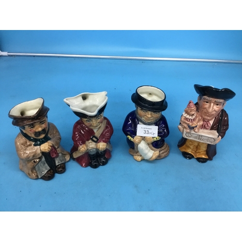 33 - Vintage Kirkham Pottery Jugs x3 To Include a Sailor, a Poor Man and a Soldier and One Other Vintage ... 