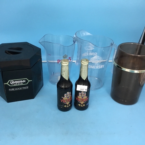 207 - Brewery Ice Bucket, 3 Jugs and 2 Ale Bottles (full)