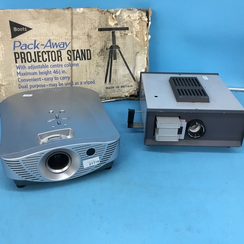 217 - Slide Projector, Screen Stand and a Vintage Viewer