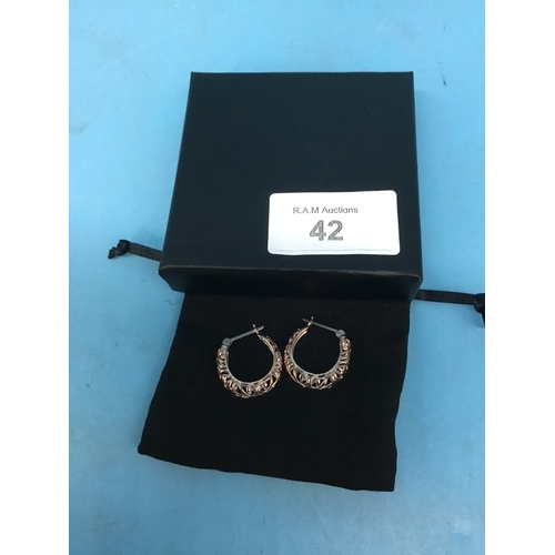 42 - New In The Box Rose Gold on 925 Silver Earrings