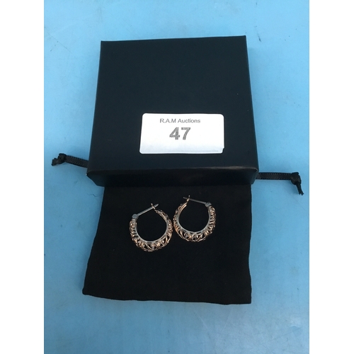 47 - New In The Box Rose Gold on 925 Silver Earrings