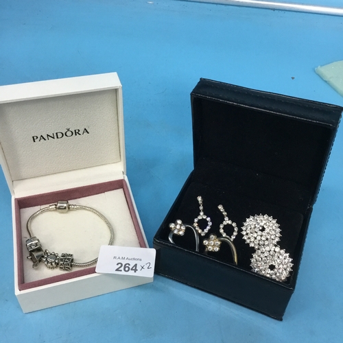 264 - Pandora Type Bracelet and a Box Of Earrings