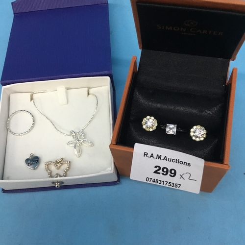 299 - Fashion/Vintage Boxed Jewellery x2 to Include Earrings, Ring, Necklace and Pendant