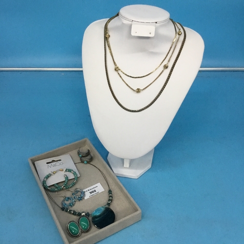 302 - Fashion and Vintage Jewellery To Include Necklaces and Earrings (Bust and Tray Not Included)