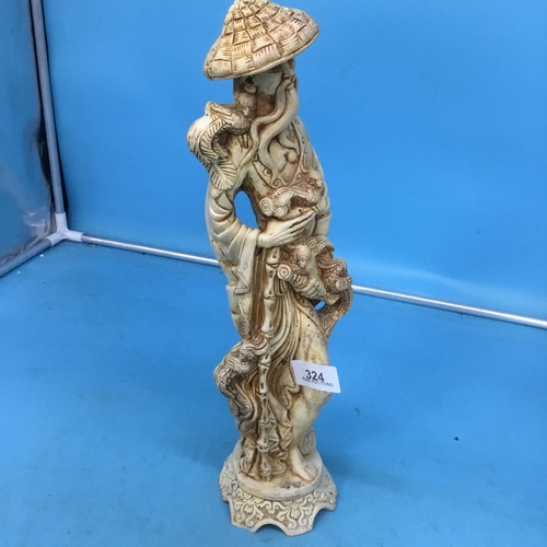 324 - Vintage Chinese 14” figure with birds