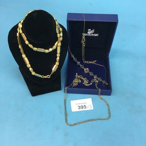 395 - Boxed selection of autograph necklace,chain + 3 strand chain