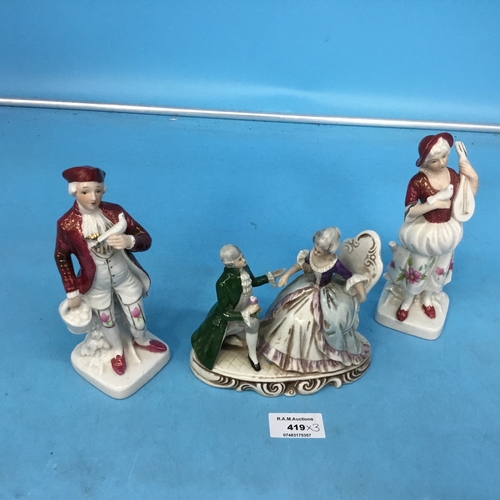 419 - Vintage German figure + 2 Victorian figures x3