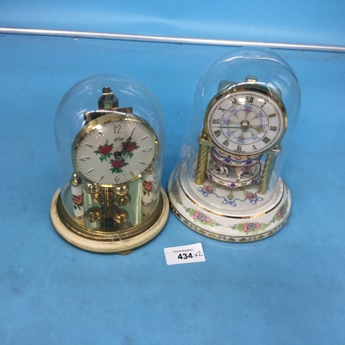 434 - 2x domed German clocks 7”