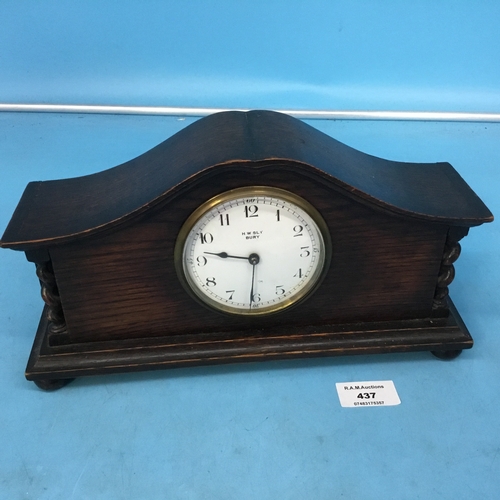 437 - H.W.SLY bury vintage antique mantle clock