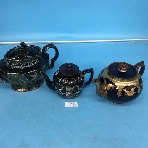 444 - Antique Victorian Tea Pots x3