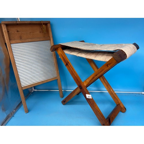 467 - Vintage stool and wash board