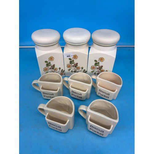 460 - 5x biscuit cups +3x storage/biscuit jars