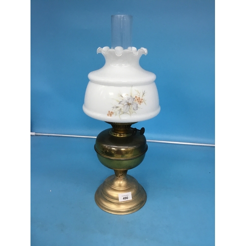 490 - Vintage brass oil lamp 16” complete