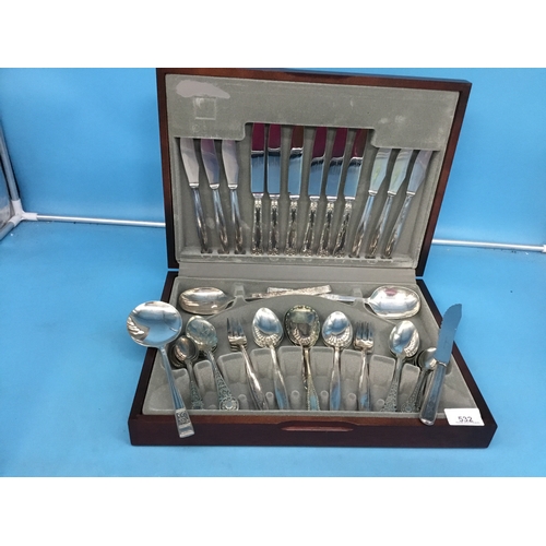 532 - Cased cutlery EPNS mixed set & extra