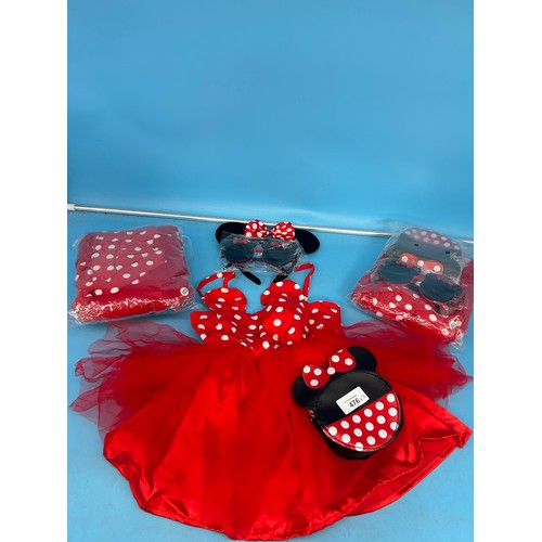 476 - 3x Minnie Mouse beach costumes for ages 5/6 4/5 3/4