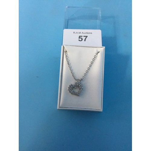 57 - 925 Silver and Crystal Heart Necklace