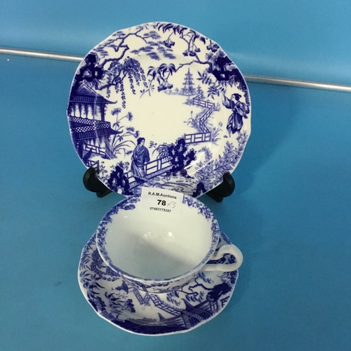 78 - Royal Crown Derby Trio (blue and white)