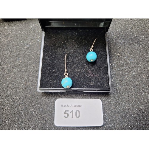 510 - Silver + turquoise style boxed earrings