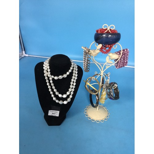 247 - Stand and a Bust Of Fashion and Vintage Jewelry (stand/bust not included)