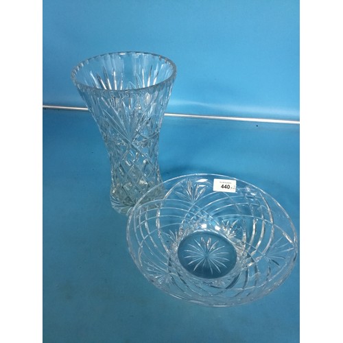 440 - Crystal Vase and Bowl