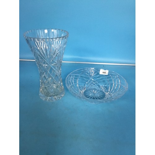 440 - Crystal Vase and Bowl