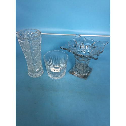 449 - Crystal and Glass Lot To Include Star Of David Vase, Vase and a BM&ICI Goblet