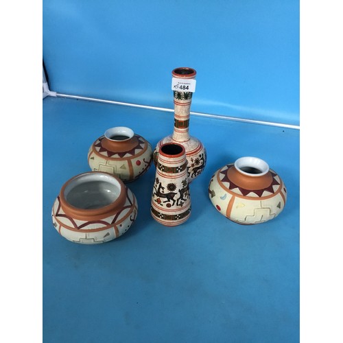 484 - Signed Greek Art Pottery x5 Signed Neofutu Keramic