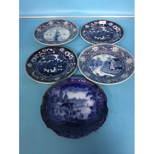 462 - Vintage Blue and White Dutch Plates x5