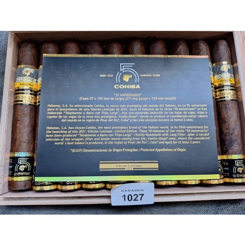 1027 - Box Of Cohiba 55 Anniversario Cigars x10