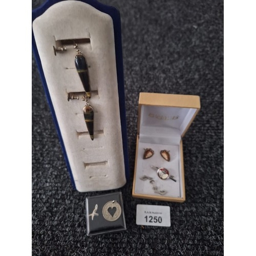 1250 - Boxed 925 Charm, Silver Earrings, 925 Silver Badge, Gold on Silver Cameo Earrings and Others