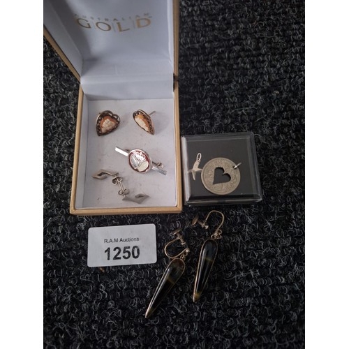 1250 - Boxed 925 Charm, Silver Earrings, 925 Silver Badge, Gold on Silver Cameo Earrings and Others