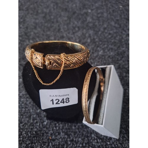 1248 - Rolled Gold Bangle/Bracelet and 1 Other Has Marks