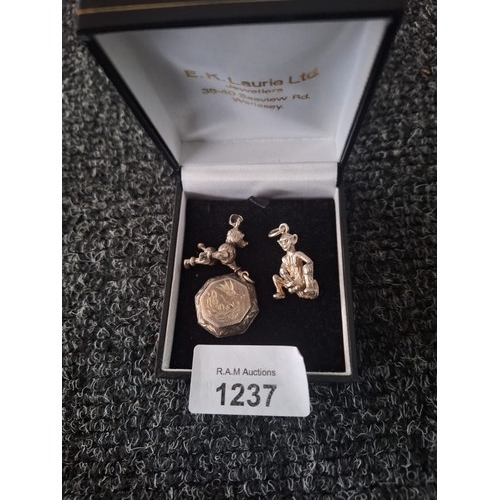 1237 - Boxed 925 Silver Locket and 2 Silver Charms