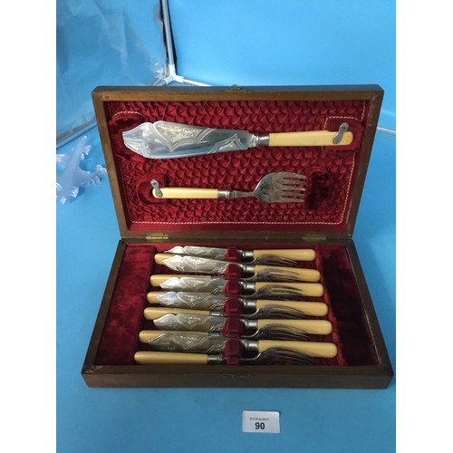 90 - Cased EPNS 1896 Knife, Fork and Carving Set