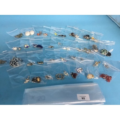 92 - Fashion and Vintage Individually Bagged Earrings x30