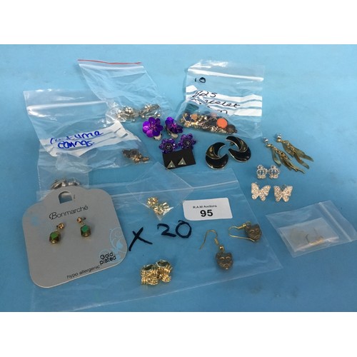 95 - Fashion and Vintage Individually Bagged Earrings x20