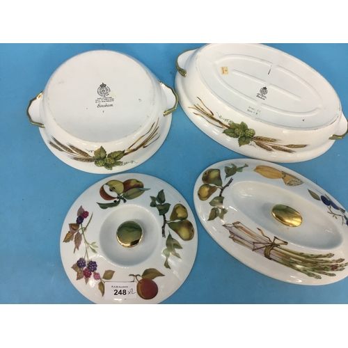 248 - Royal Worcester Evesham Ware Lidded Servers x2 (great condition)