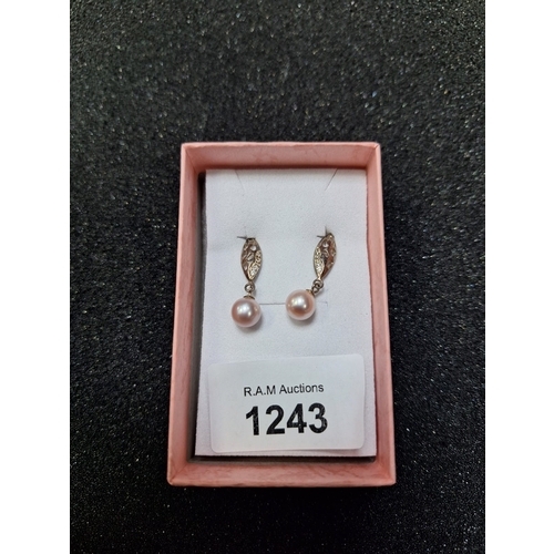 1243 - Boxed 925 Silver and Pearl Earrings