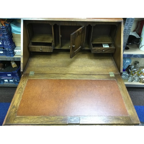 462 - Vintage Oak Bureau With Super Interior