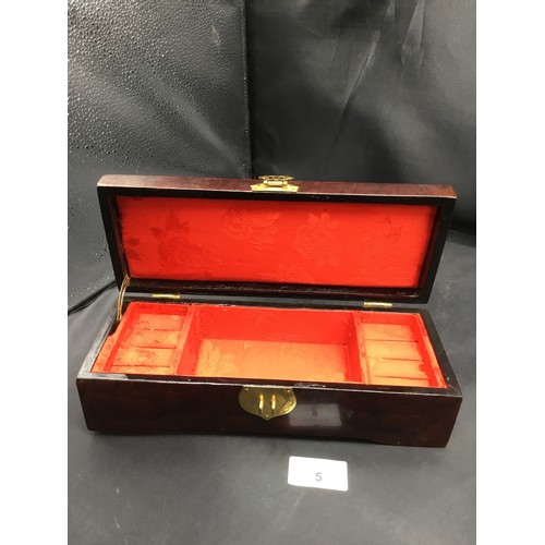 5 - Wooden Chinese Inlaid Jewellery Box