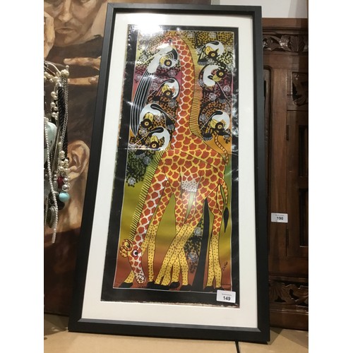 149 - Framed Giraffe Picture Banksy Style 3ft x 1ft