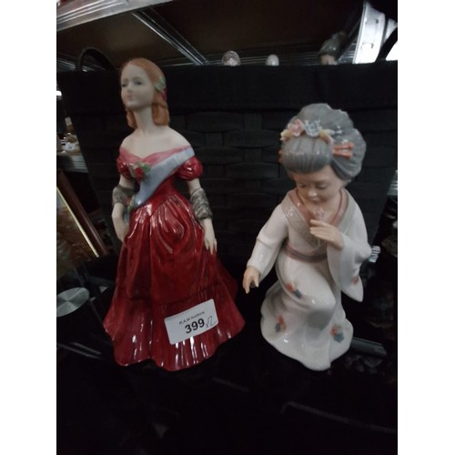 399 - Lady Figurine Countess and a Chinese Figure of a Lady With a Flower