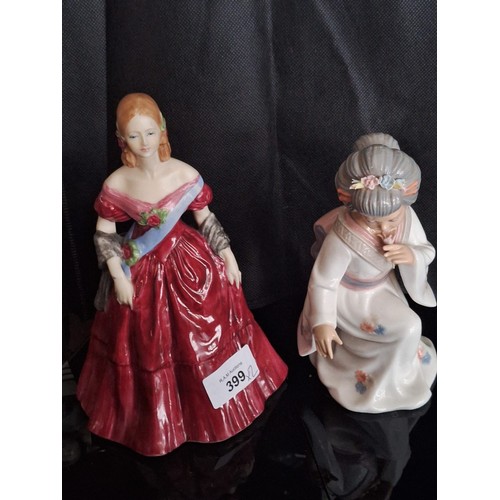 399 - Lady Figurine Countess and a Chinese Figure of a Lady With a Flower