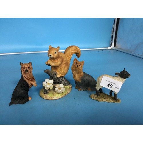 49 - Figurines x 4 To Include Dogs x2, Squirrel and Lamb