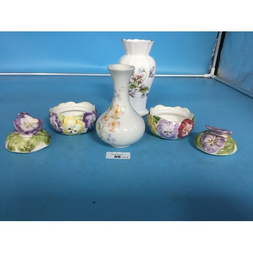 88 - Pansy Trinket Pot's x2, Aynsley Natures Delight 8