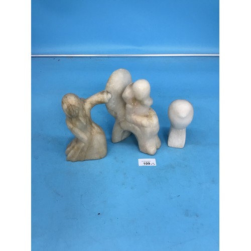 109 - Marble/Stone Carvings x 3