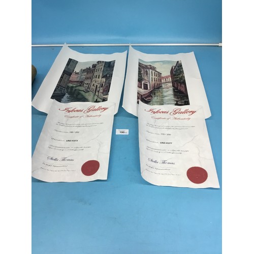 190 - Stella Thomas Limited Edition Prints x 2 with Certificates Of Authenticity From Gallery