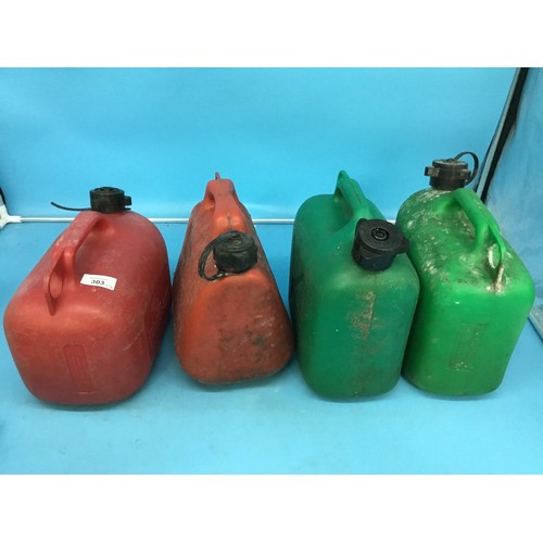 303 - Fuel Containers x4 Two Are Red and Two Are Green