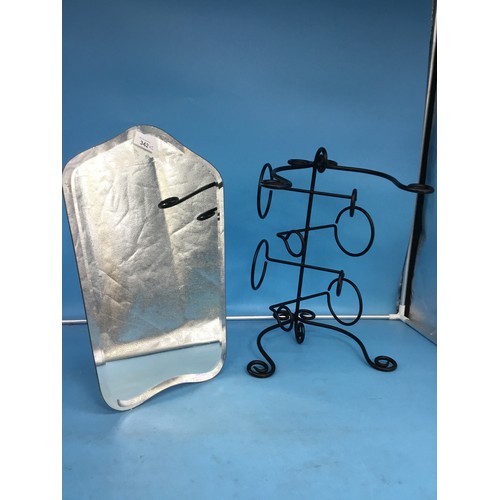 342 - Metal Wine Rack and a Metal Stand Mirror